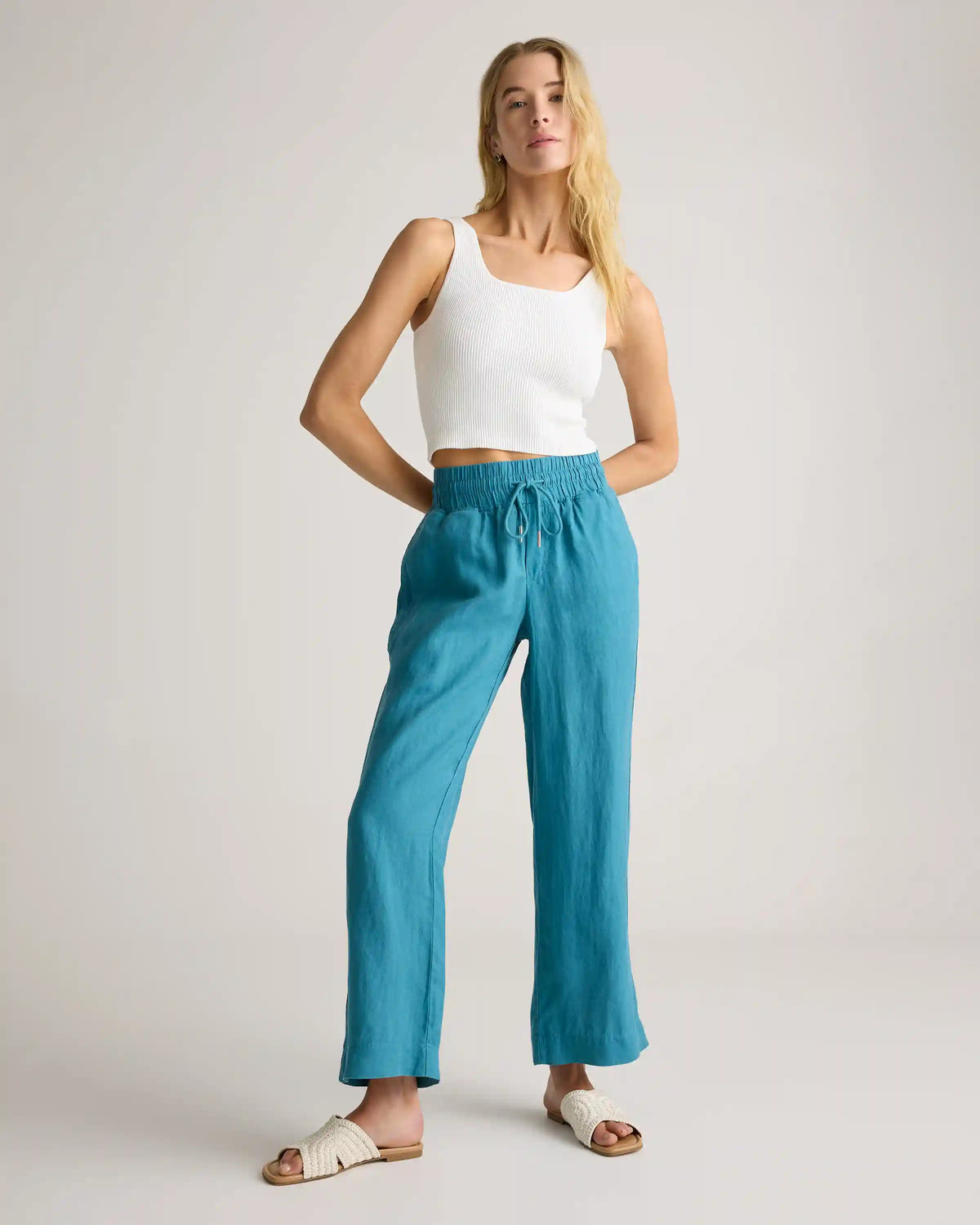 100% European Linen Wide Leg Pants