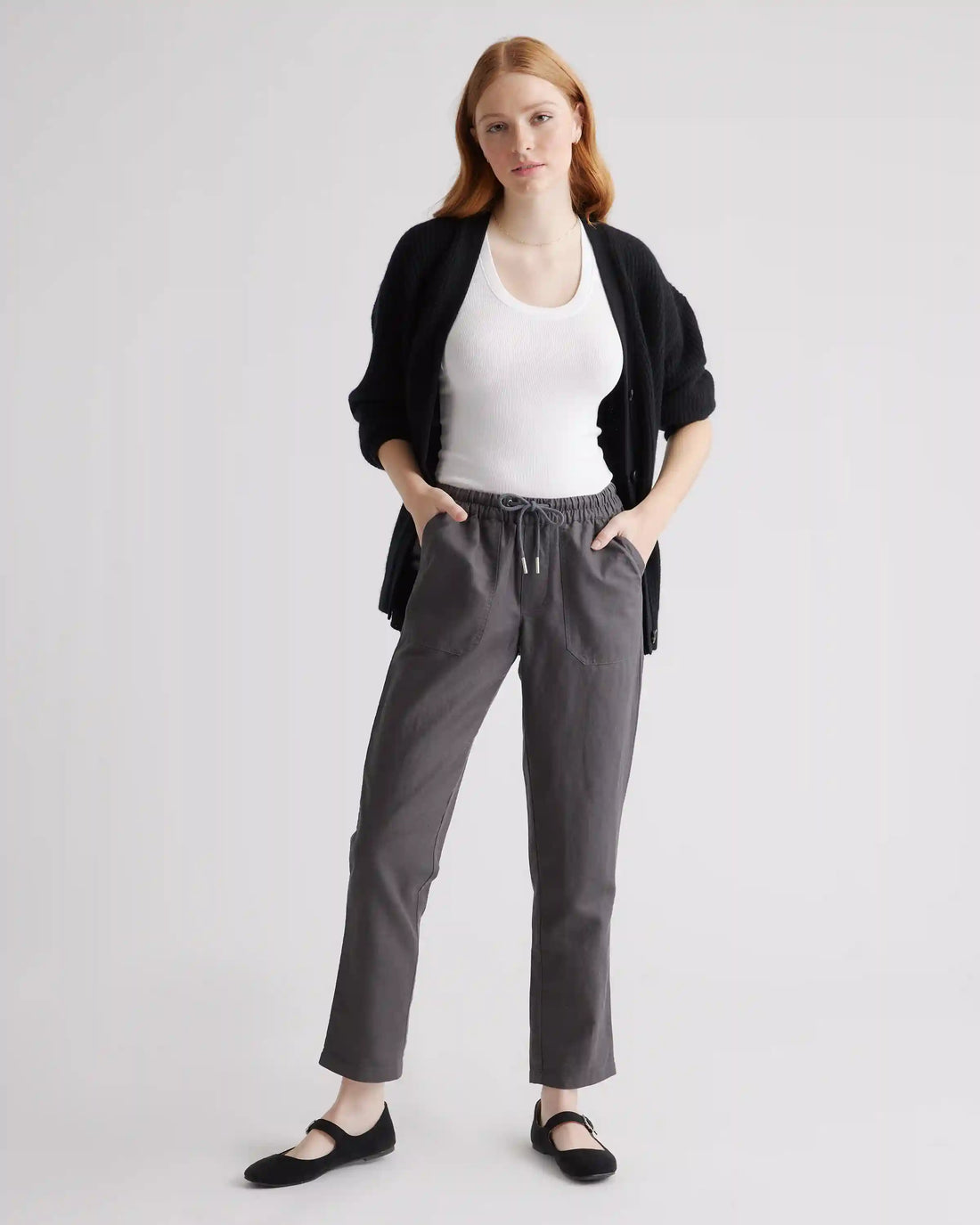 Cotton Linen Twill Straight Leg Pants