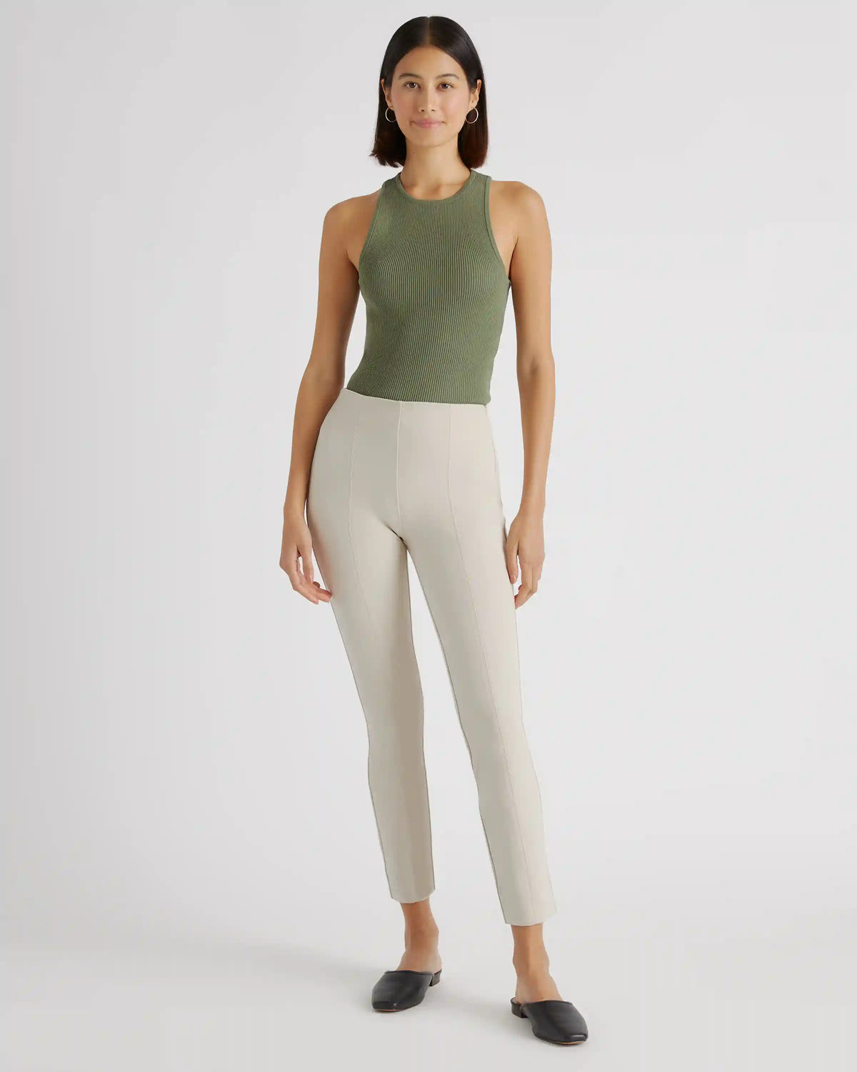 Ultra-Stretch Ponte Pintuck Ankle Pants