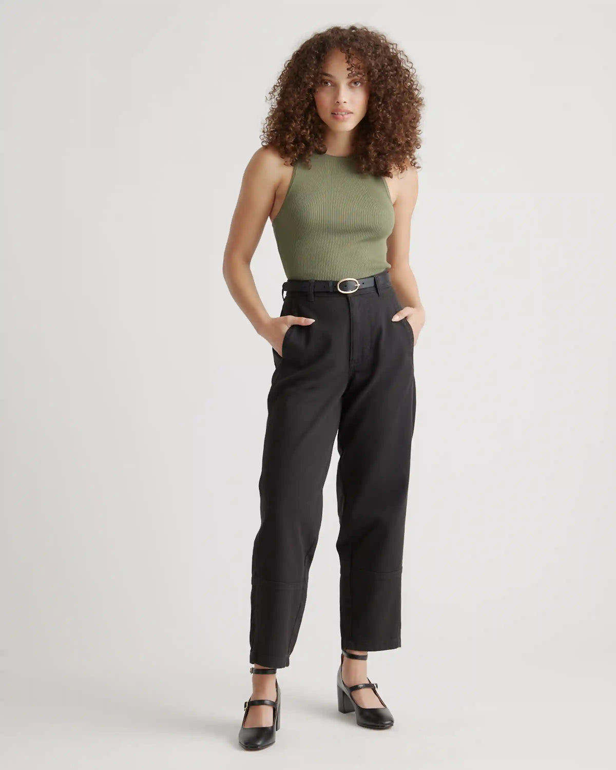 Organic Stretch Cotton Twill Barrel Pants