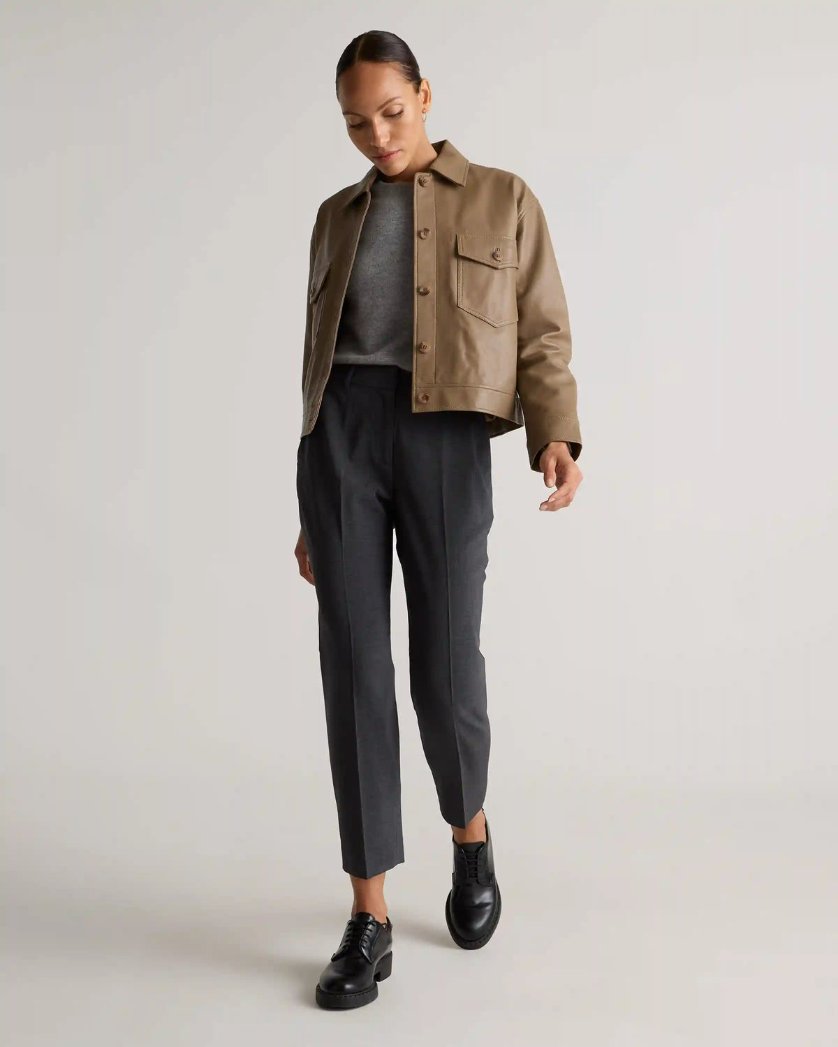 Italian Wool Slim Leg Ankle Pants
