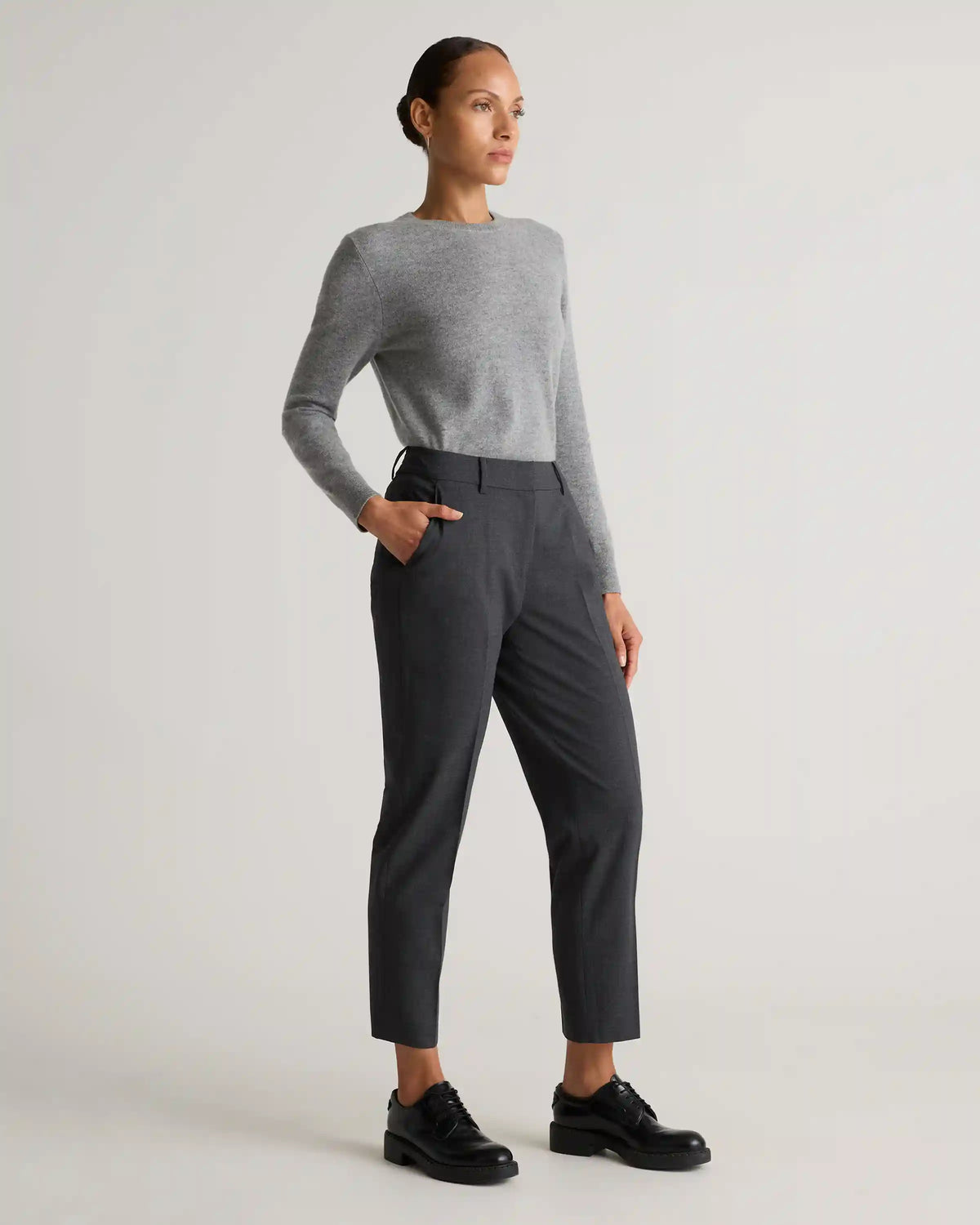 Italian Wool Slim Leg Ankle Pants