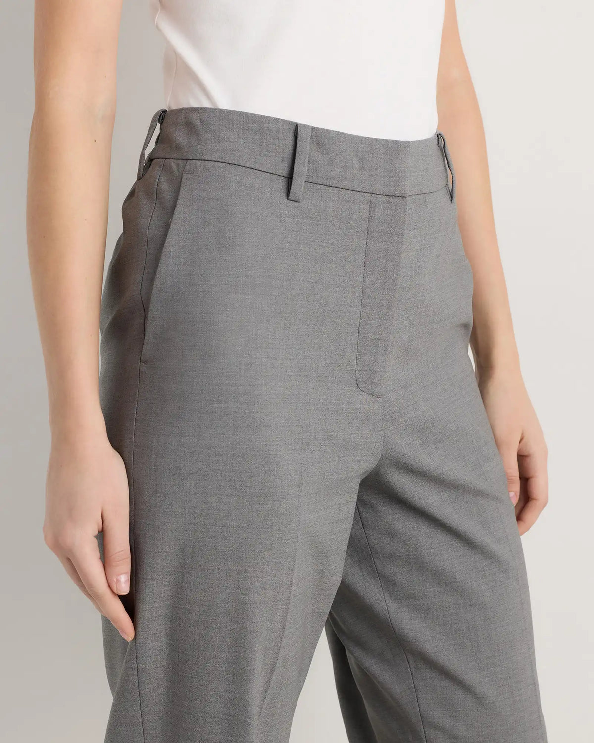 Italian Wool Slim Leg Ankle Pants