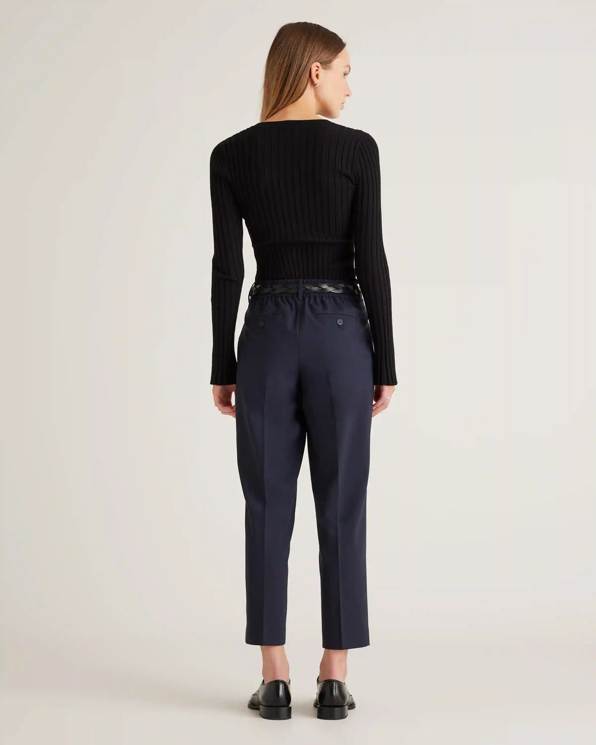 Italian Wool Slim Leg Ankle Pants