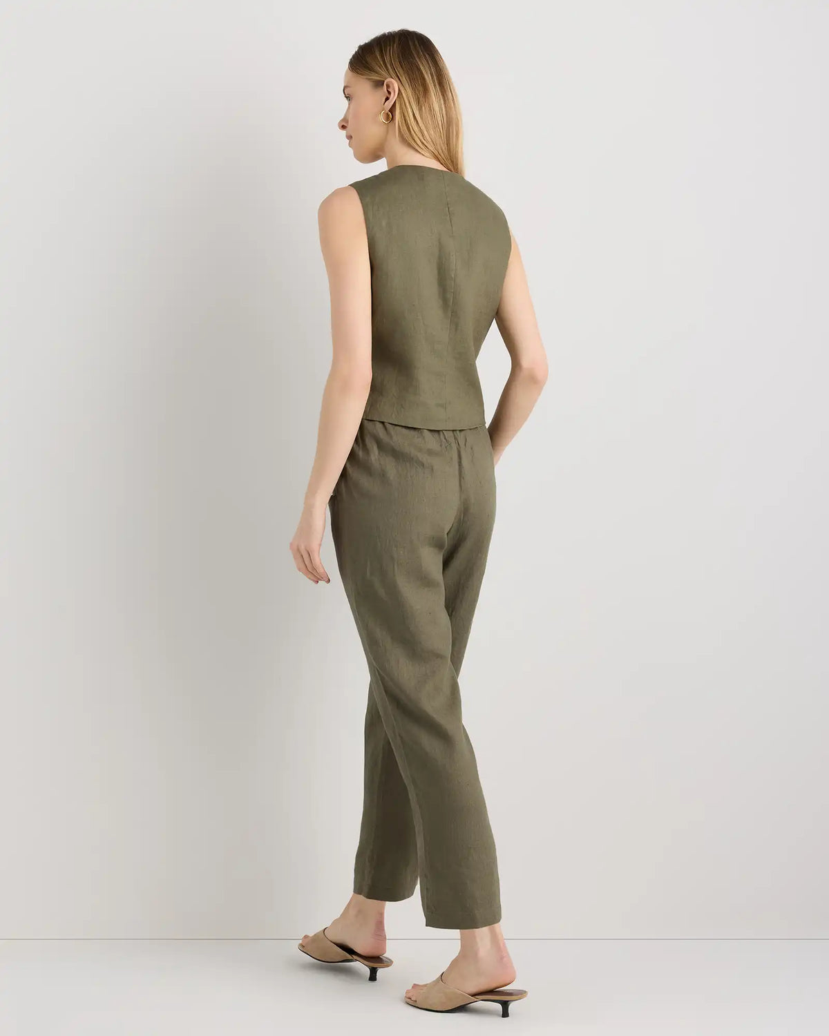 100% European Linen Tapered Ankle Pants