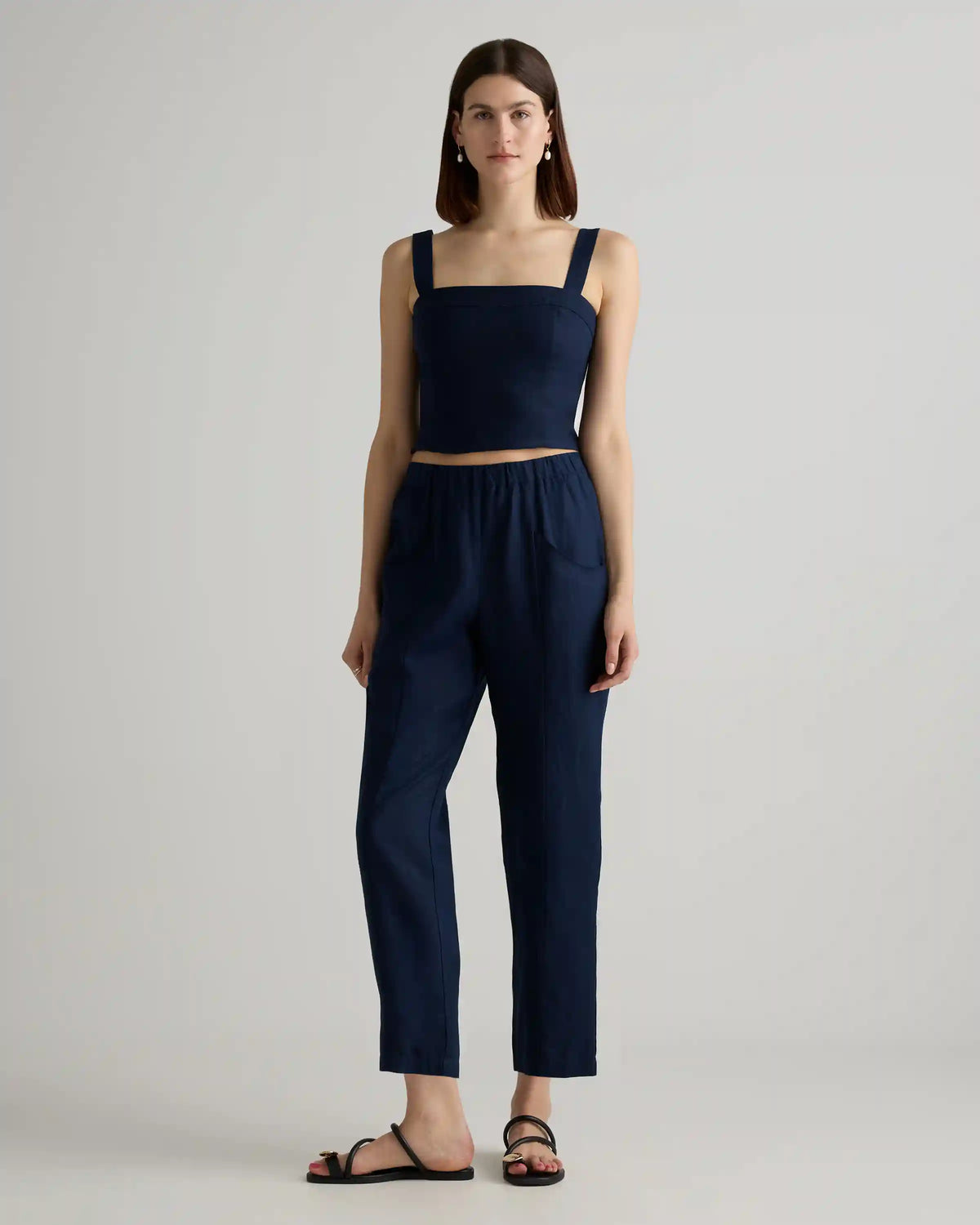 100% European Linen Tapered Ankle Pants