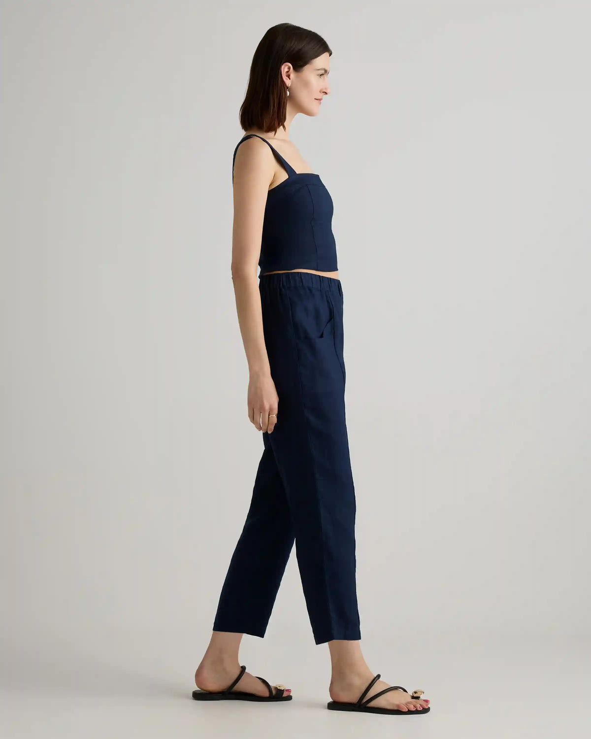 100% European Linen Tapered Ankle Pants