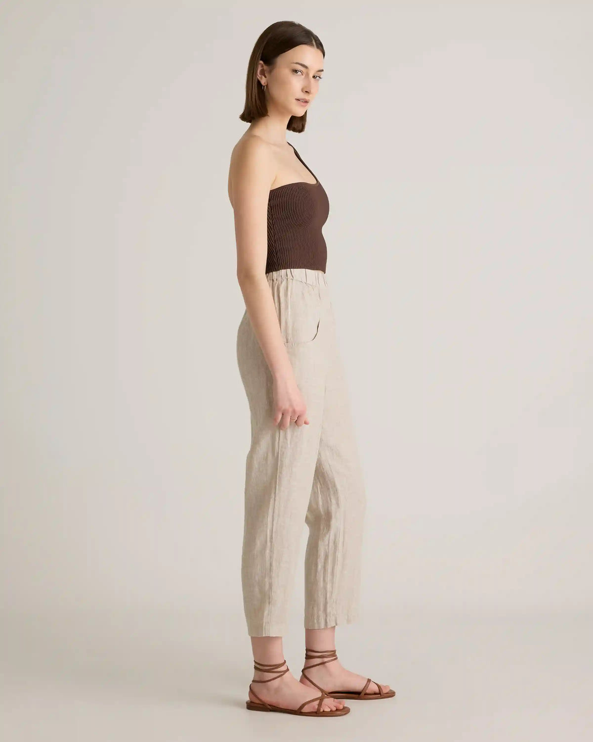 100% European Linen Tapered Ankle Pants