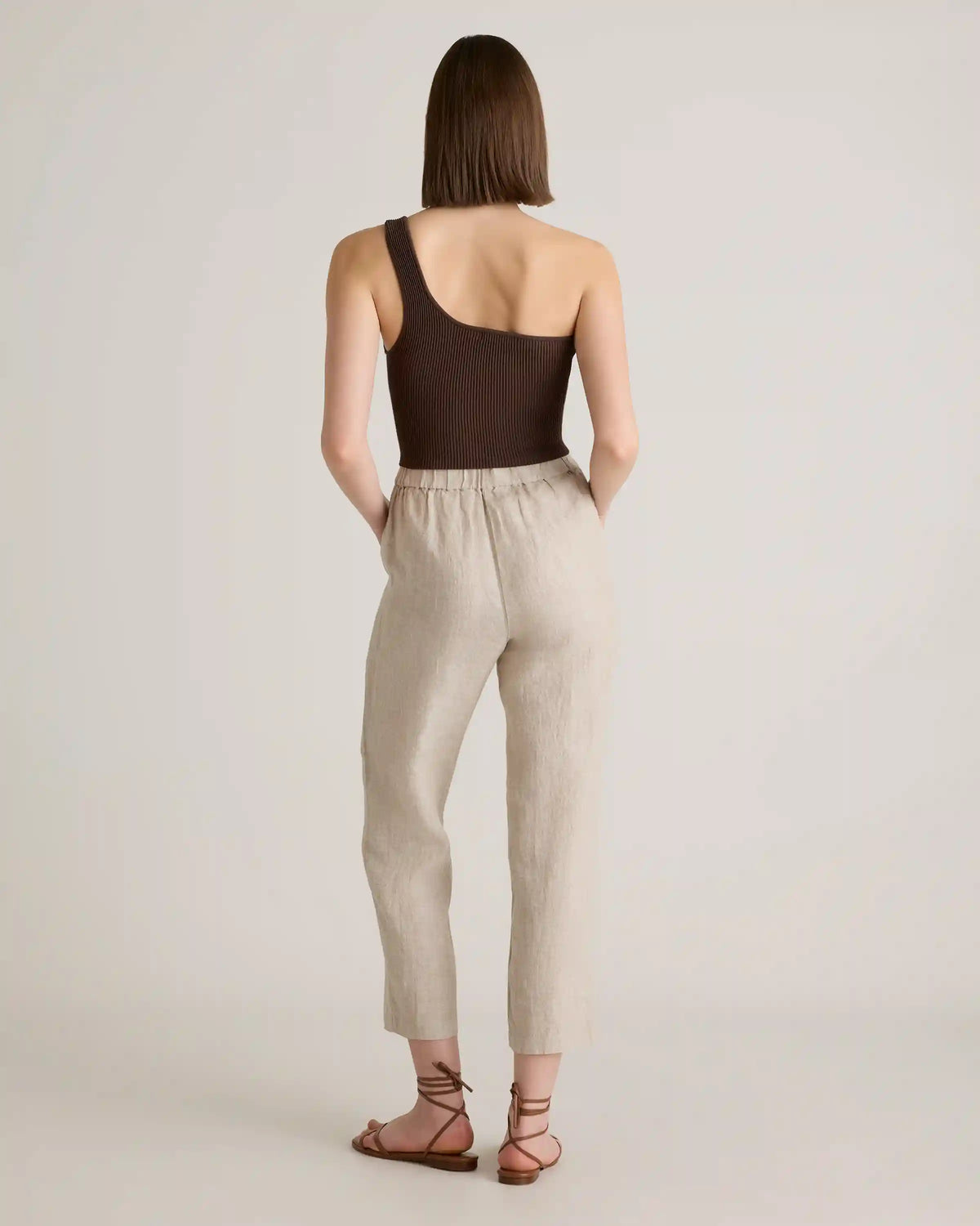 100% European Linen Tapered Ankle Pants