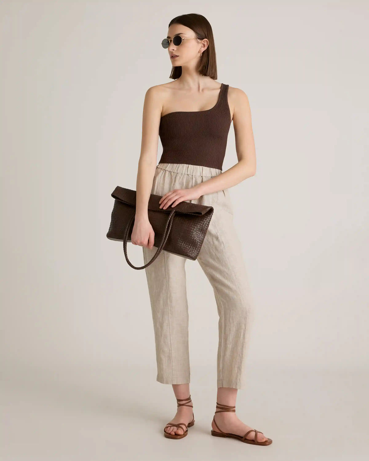 100% European Linen Tapered Ankle Pants