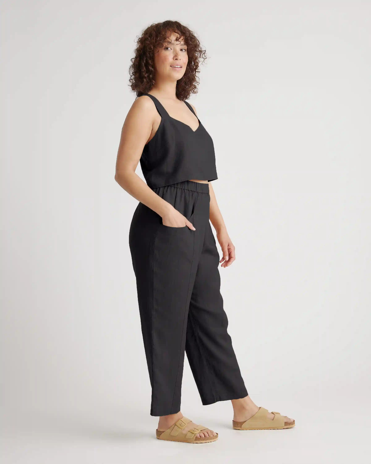 100% European Linen Tapered Ankle Pants