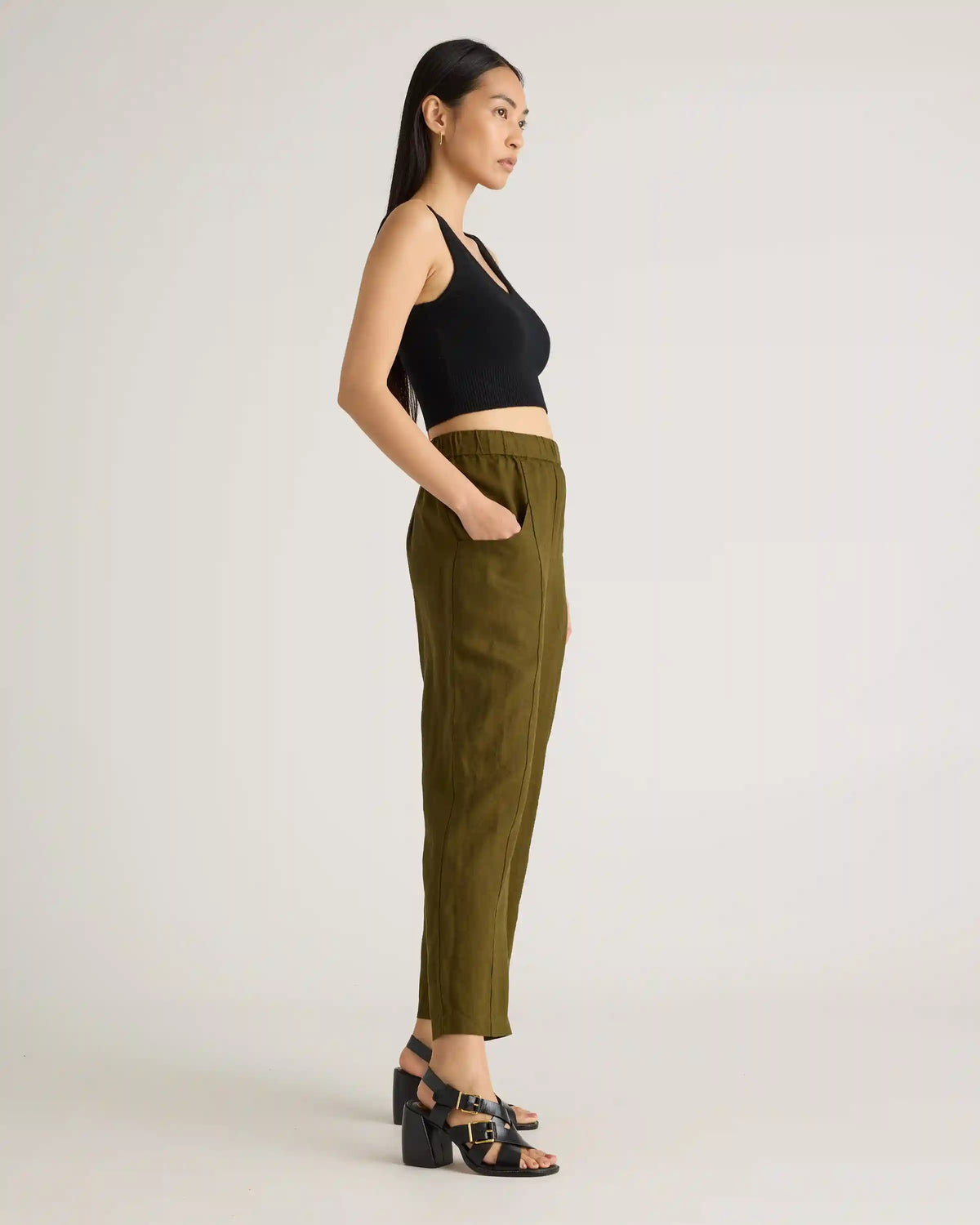 100% European Linen Tapered Ankle Pants