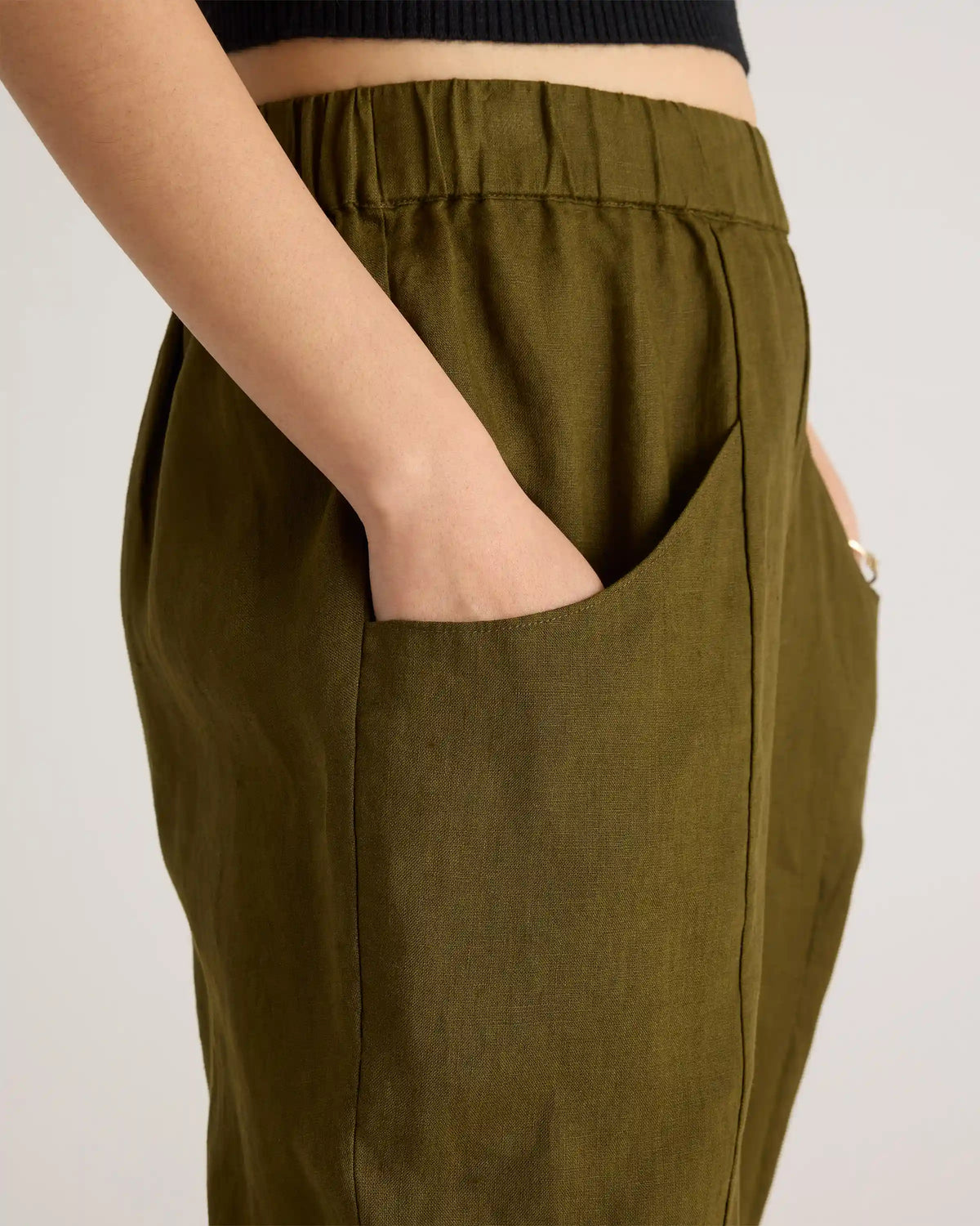 100% European Linen Tapered Ankle Pants