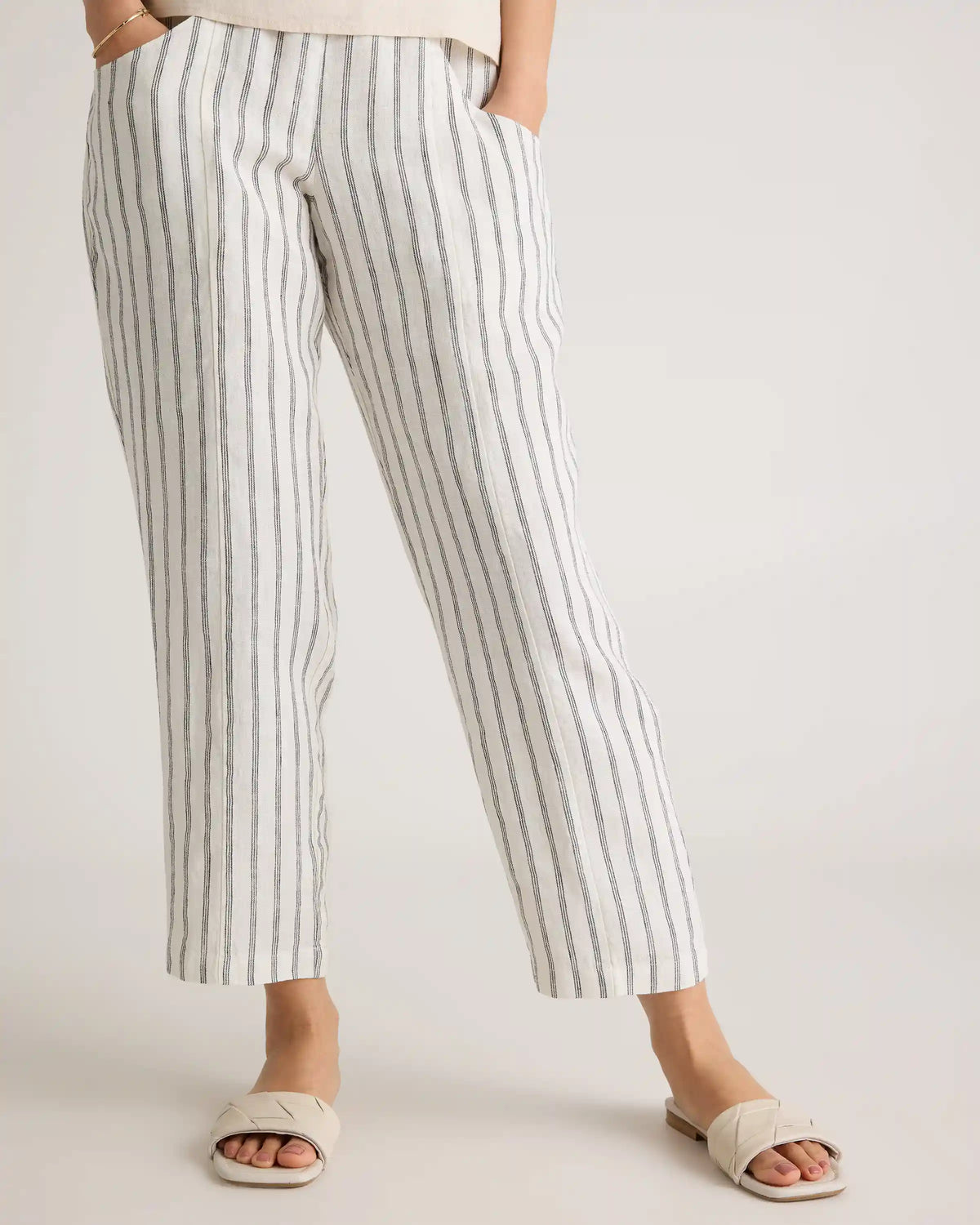 100% European Linen Tapered Ankle Pants