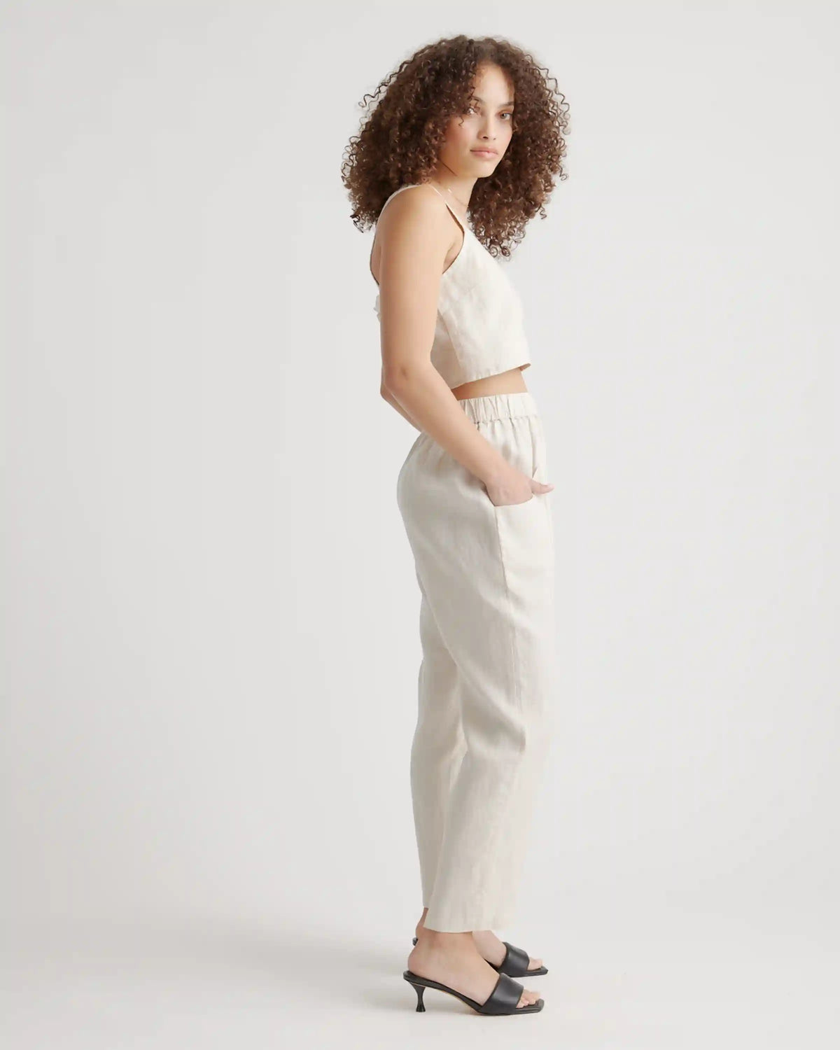 100% European Linen Tapered Ankle Pants