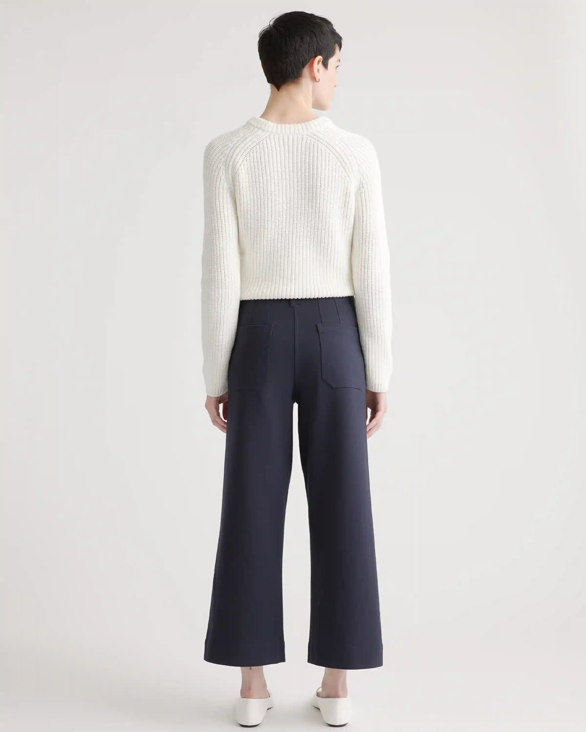 Ultra-Stretch Ponte Cropped Wide Leg Pant