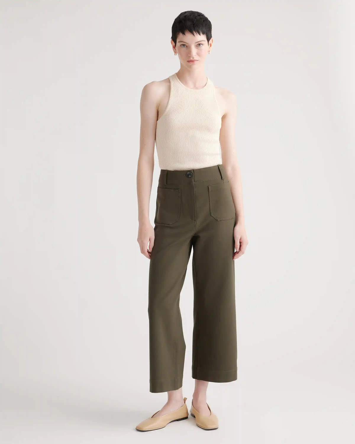 Ultra-Stretch Ponte Cropped Wide Leg Pant