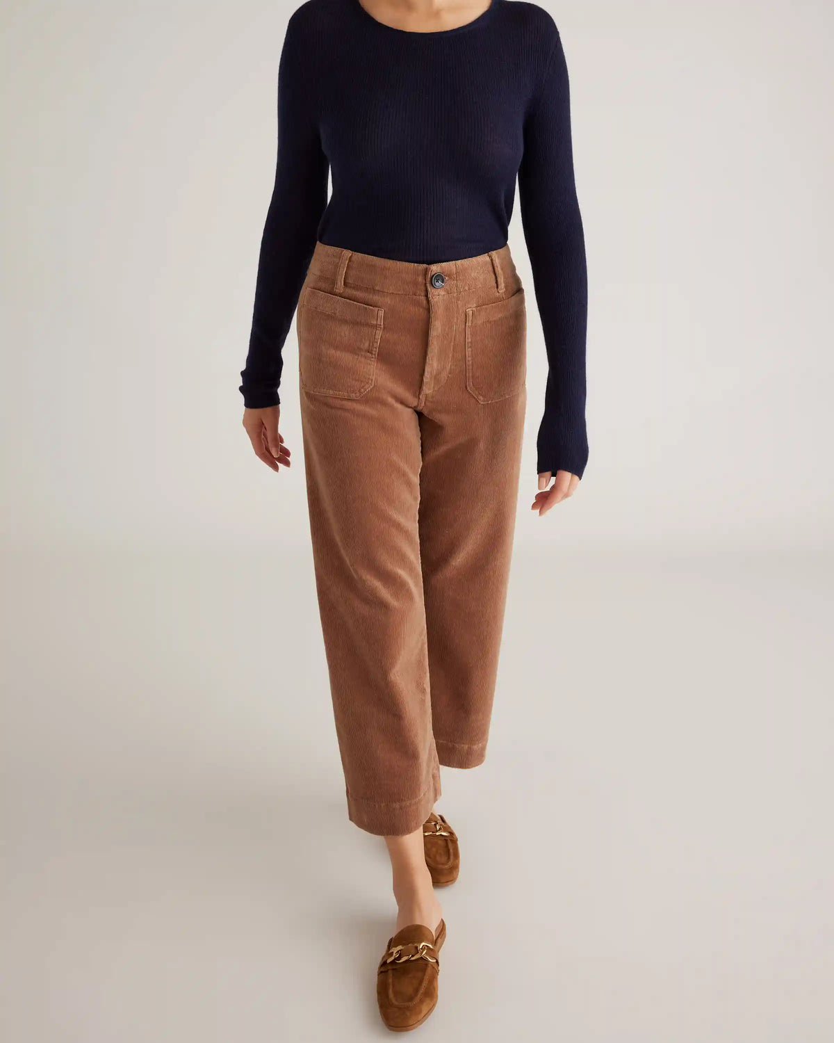 Organic Stretch Corduroy Cropped Wide Leg Pants