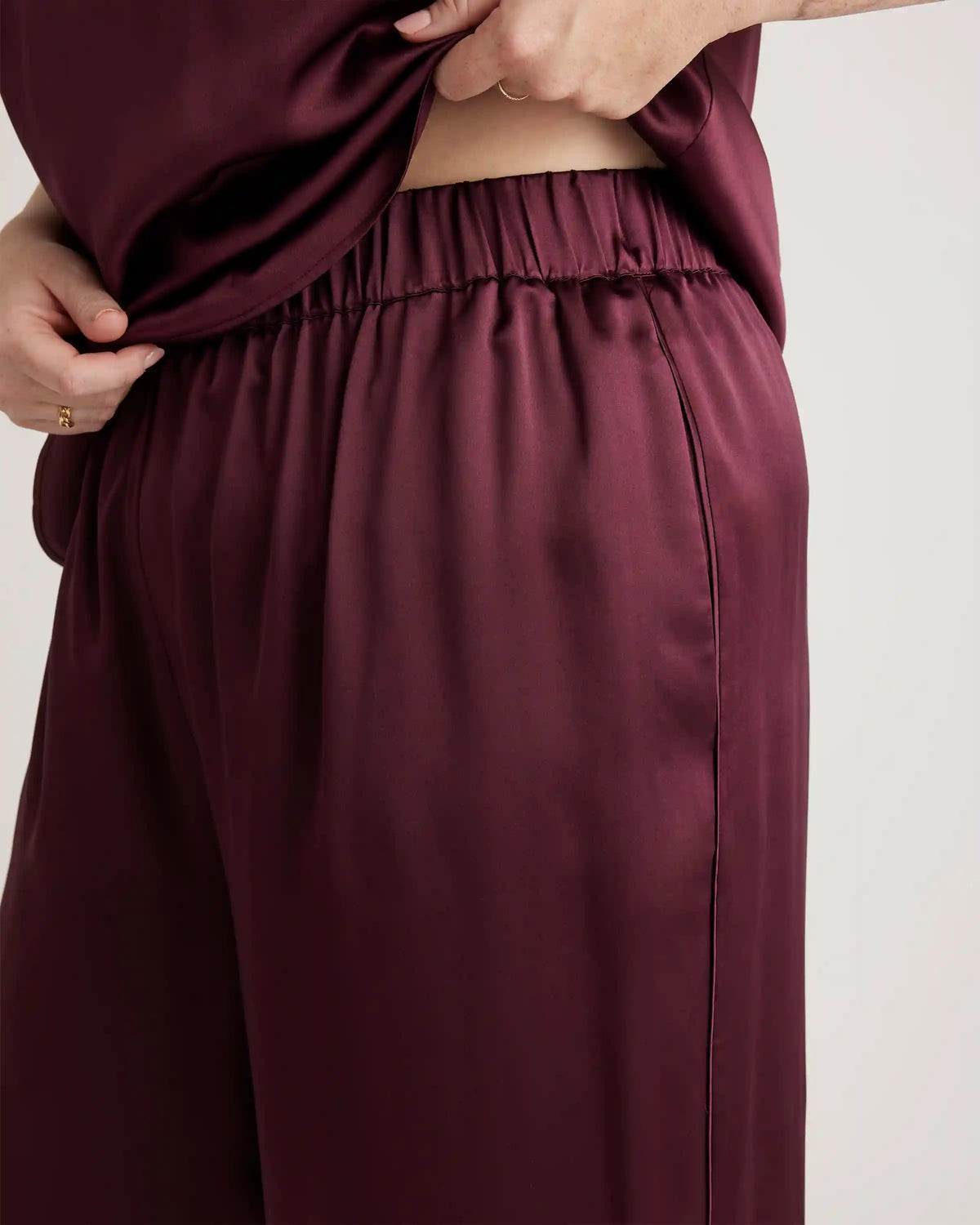 100% Washable Silk Cropped Wide Leg Pant