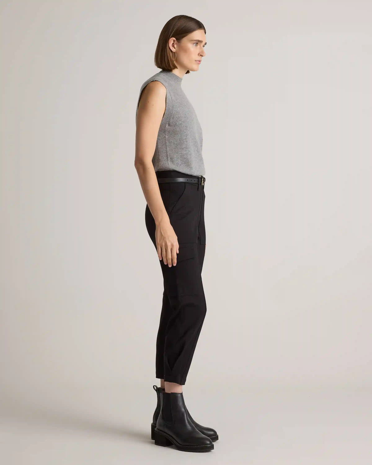 Ultra-Stretch Ponte Tapered Cargo Pants