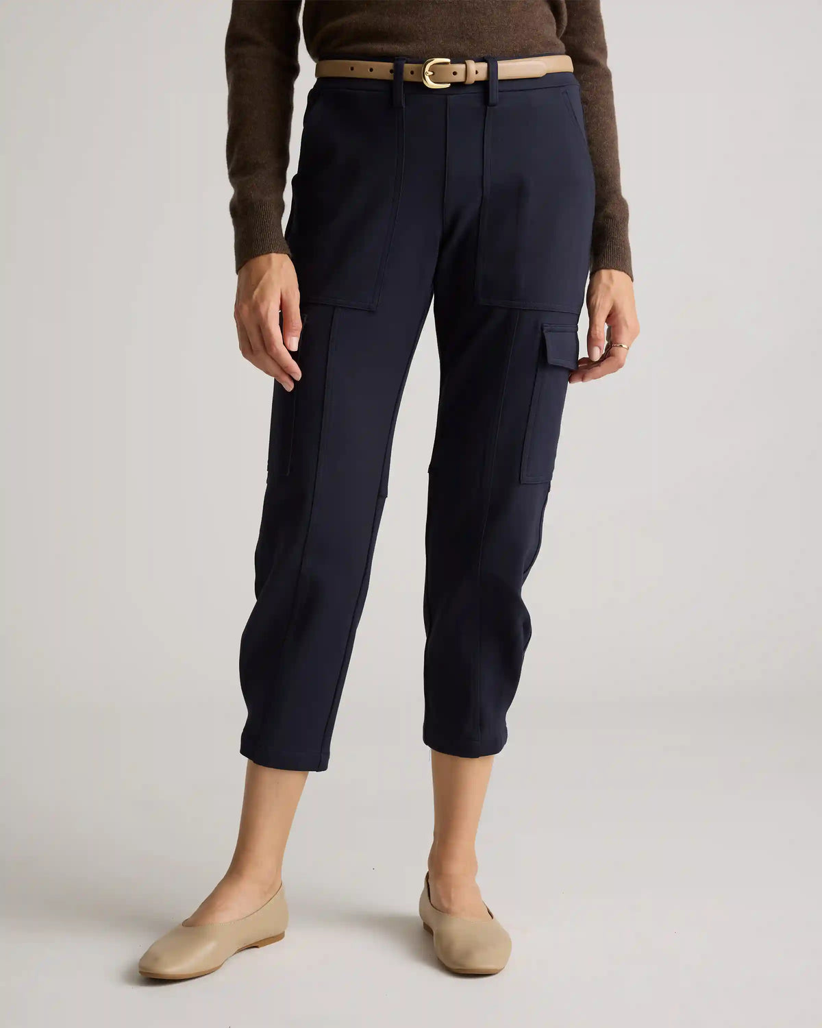 Ultra-Stretch Ponte Tapered Cargo Pants