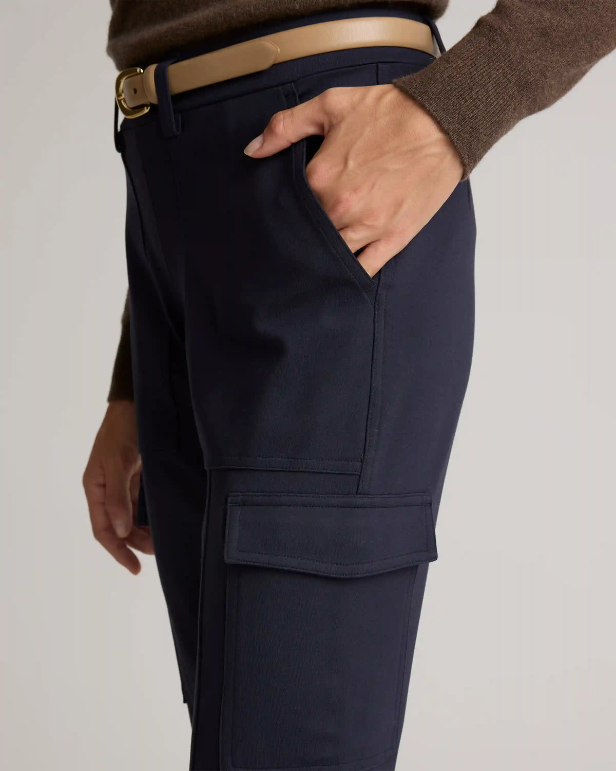 Ultra-Stretch Ponte Tapered Cargo Pants