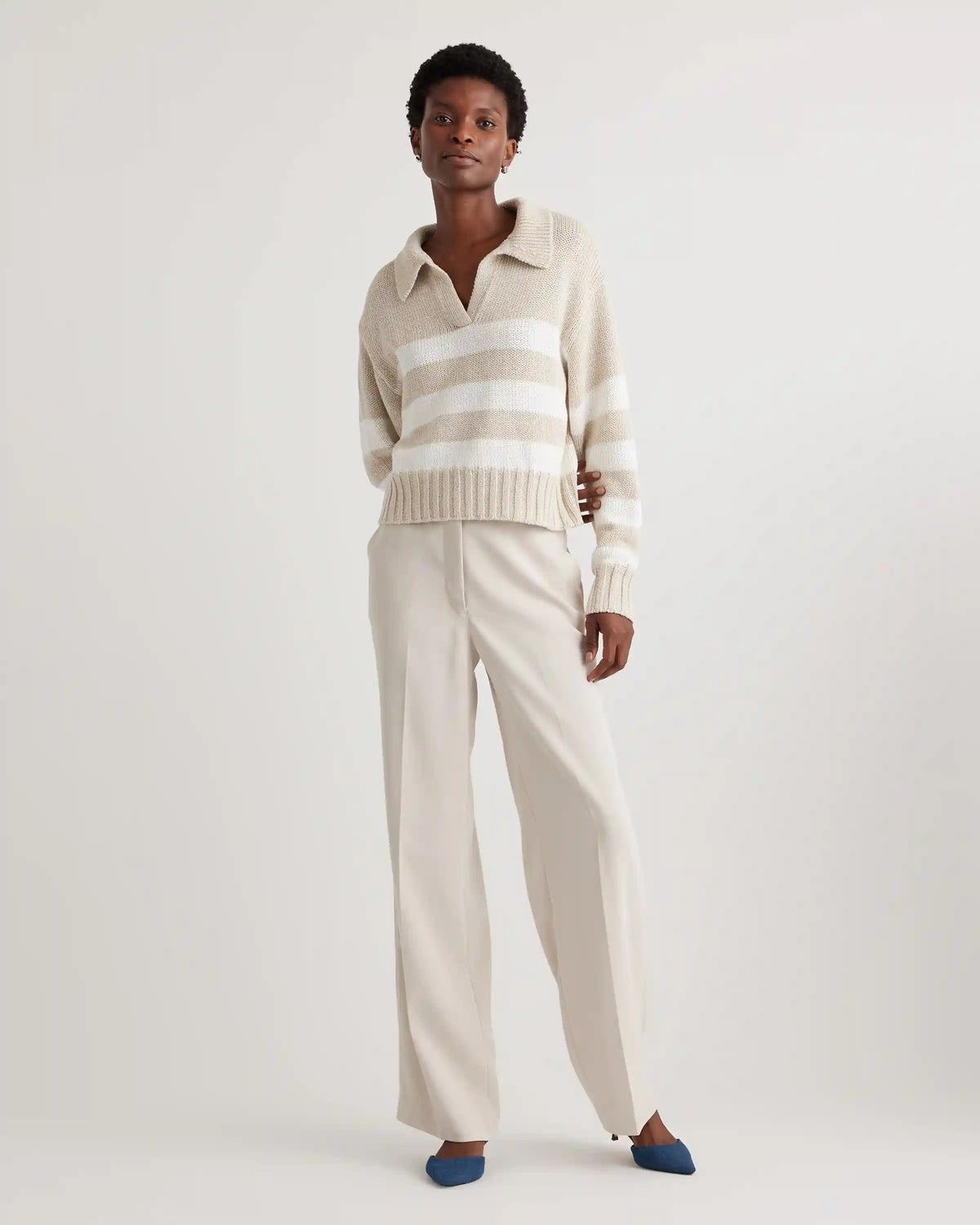 100% Organic Cropped Cotton Polo Sweater