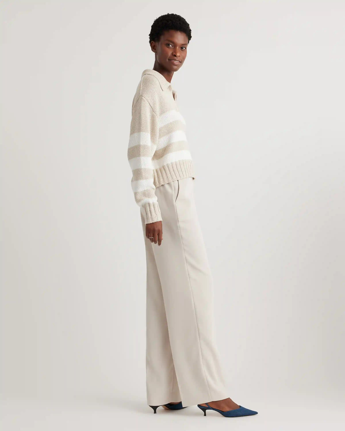 100% Organic Cropped Cotton Polo Sweater