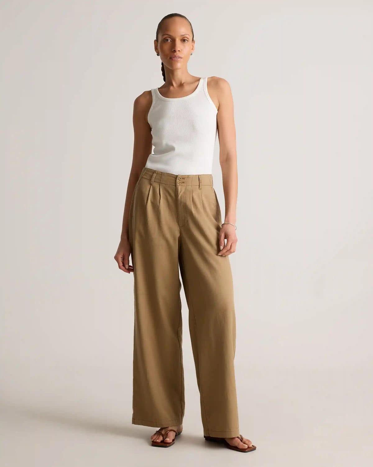 Drapey Twill Pleated Trouser
