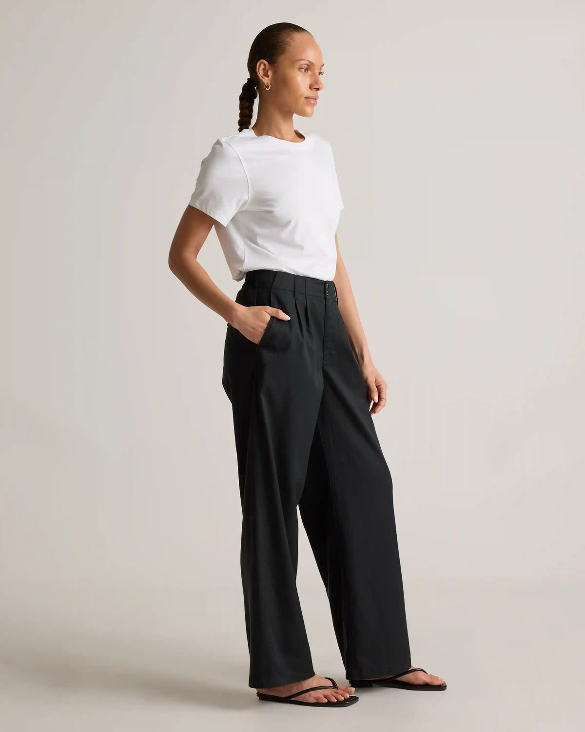 Drapey Twill Pleated Trouser