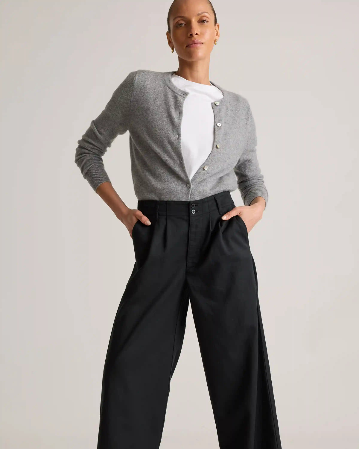 Drapey Twill Pleated Trouser