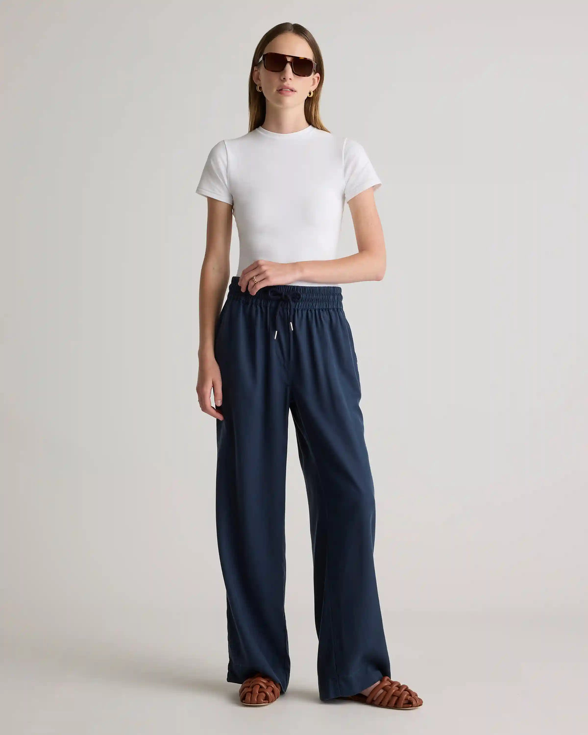 Vintage Wash Tencel Wide Leg Pants