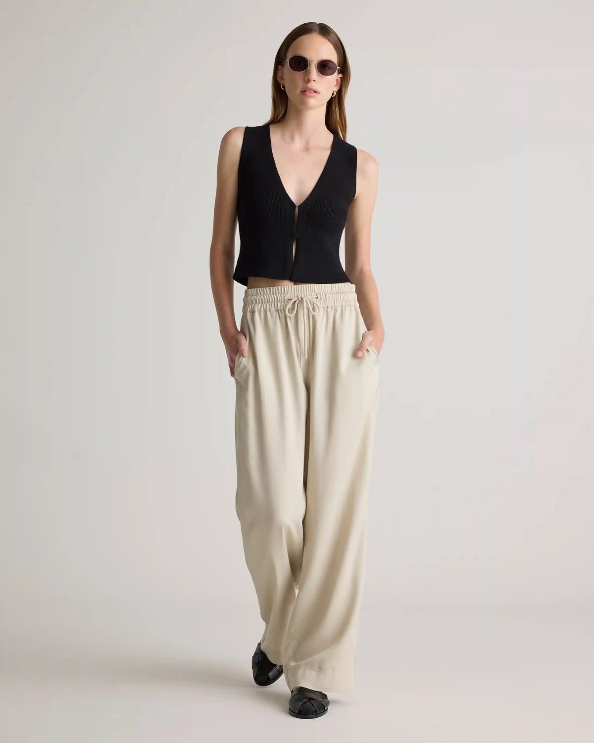 Vintage Wash Tencel Wide Leg Pants