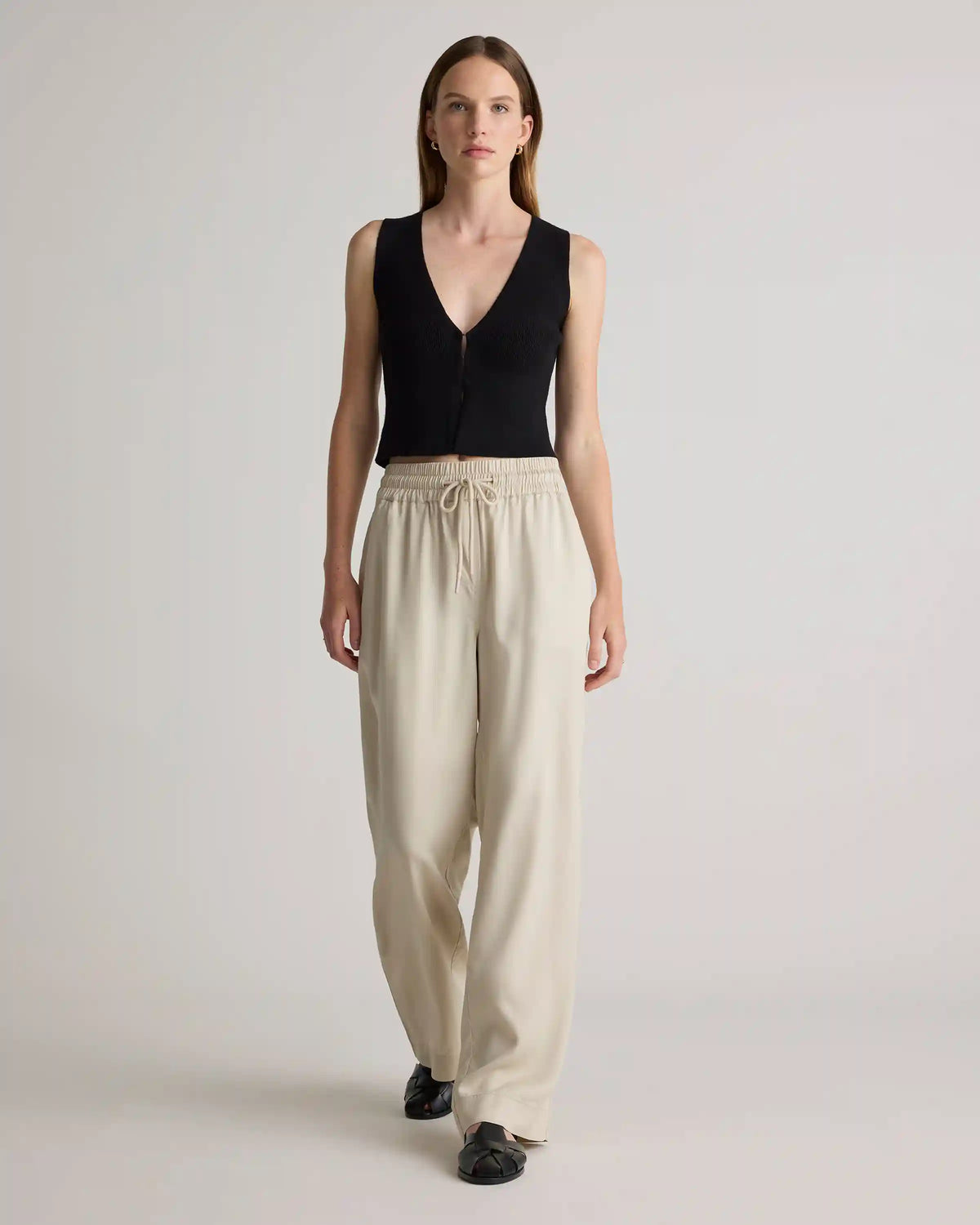Vintage Wash Tencel Wide Leg Pants