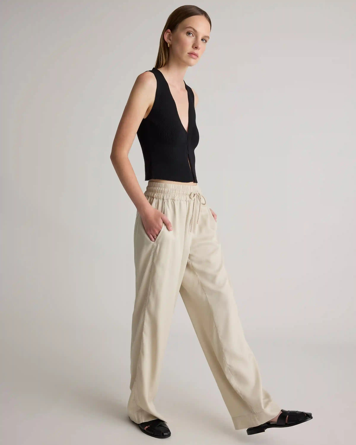 Vintage Wash Tencel Wide Leg Pants