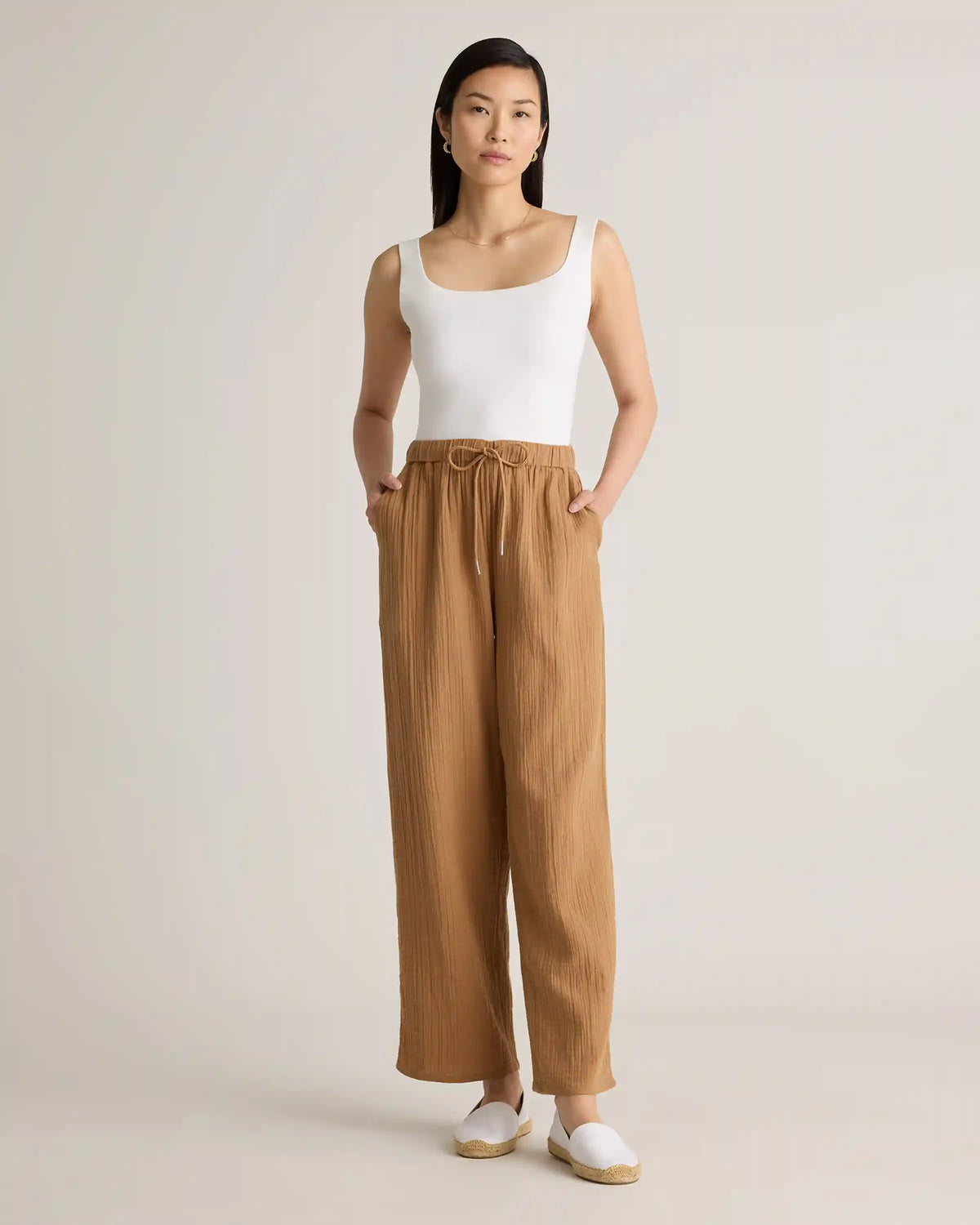 100% Organic Cotton Gauze Straight Leg Pants