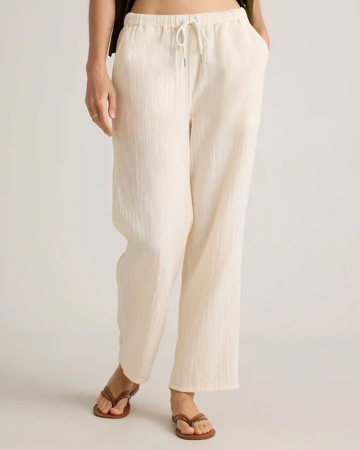 100% Organic Cotton Gauze Straight Leg Pants