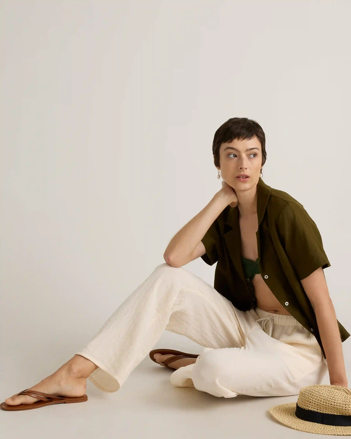 100% Organic Cotton Gauze Straight Leg Pants