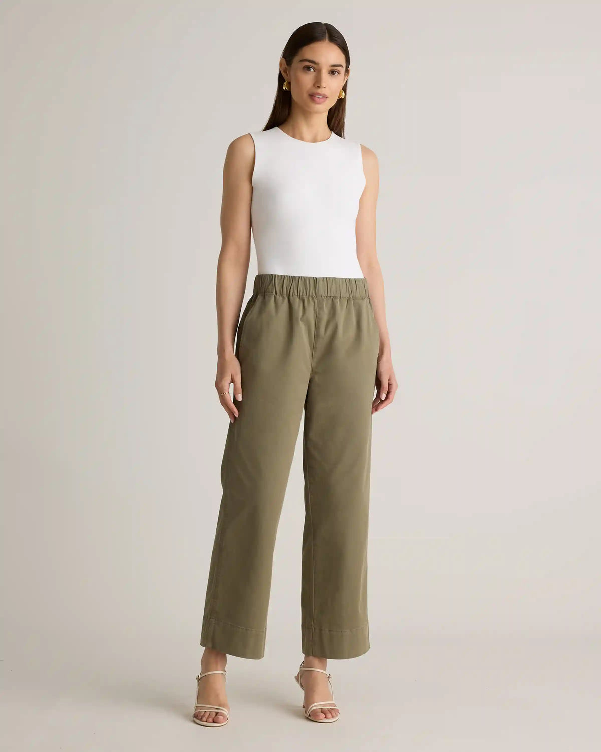 Organic Stretch Cotton Wide Leg Chino Pants