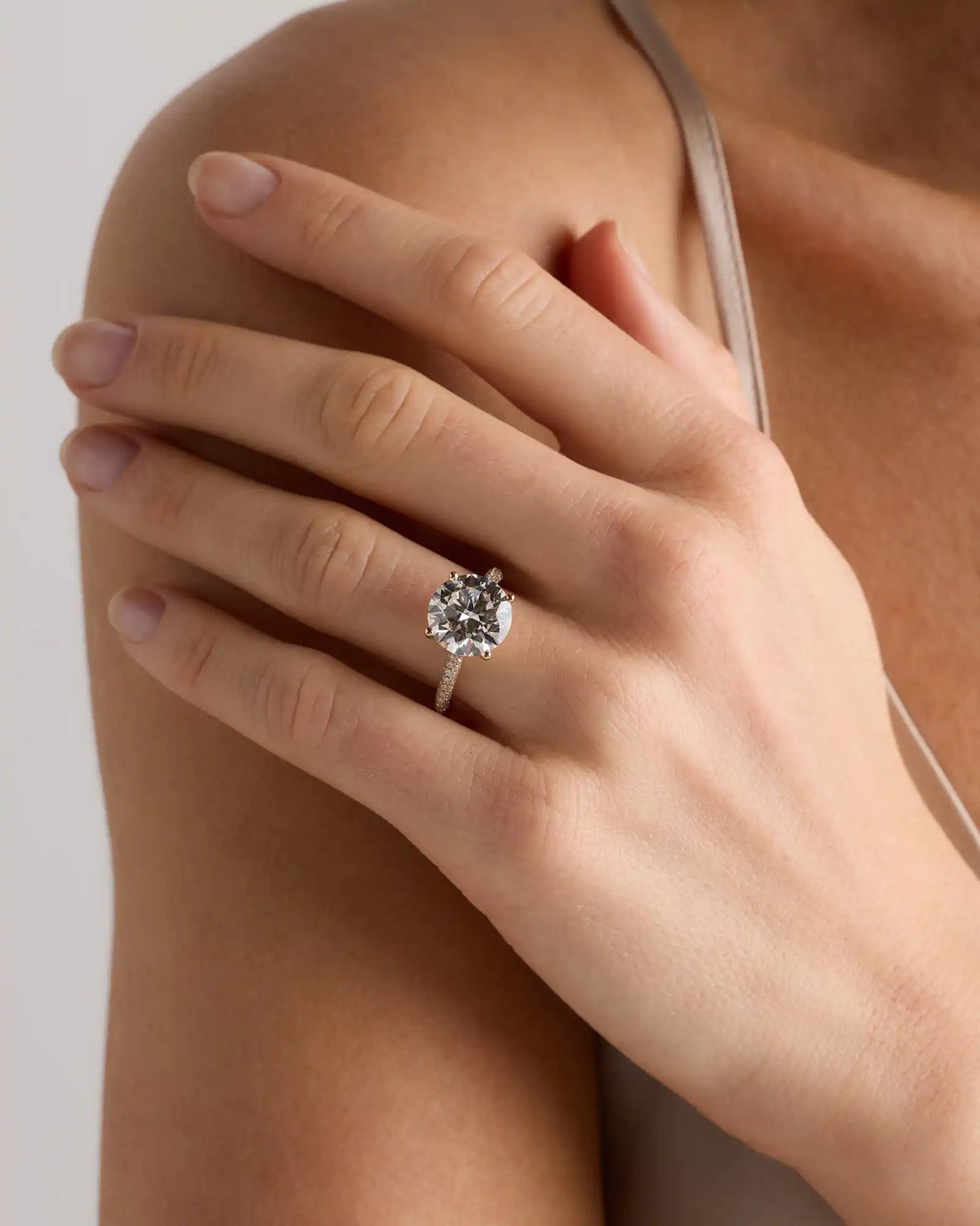 Lab Grown Diamond Round Pave Cathedral Engagement Ring - 5ct