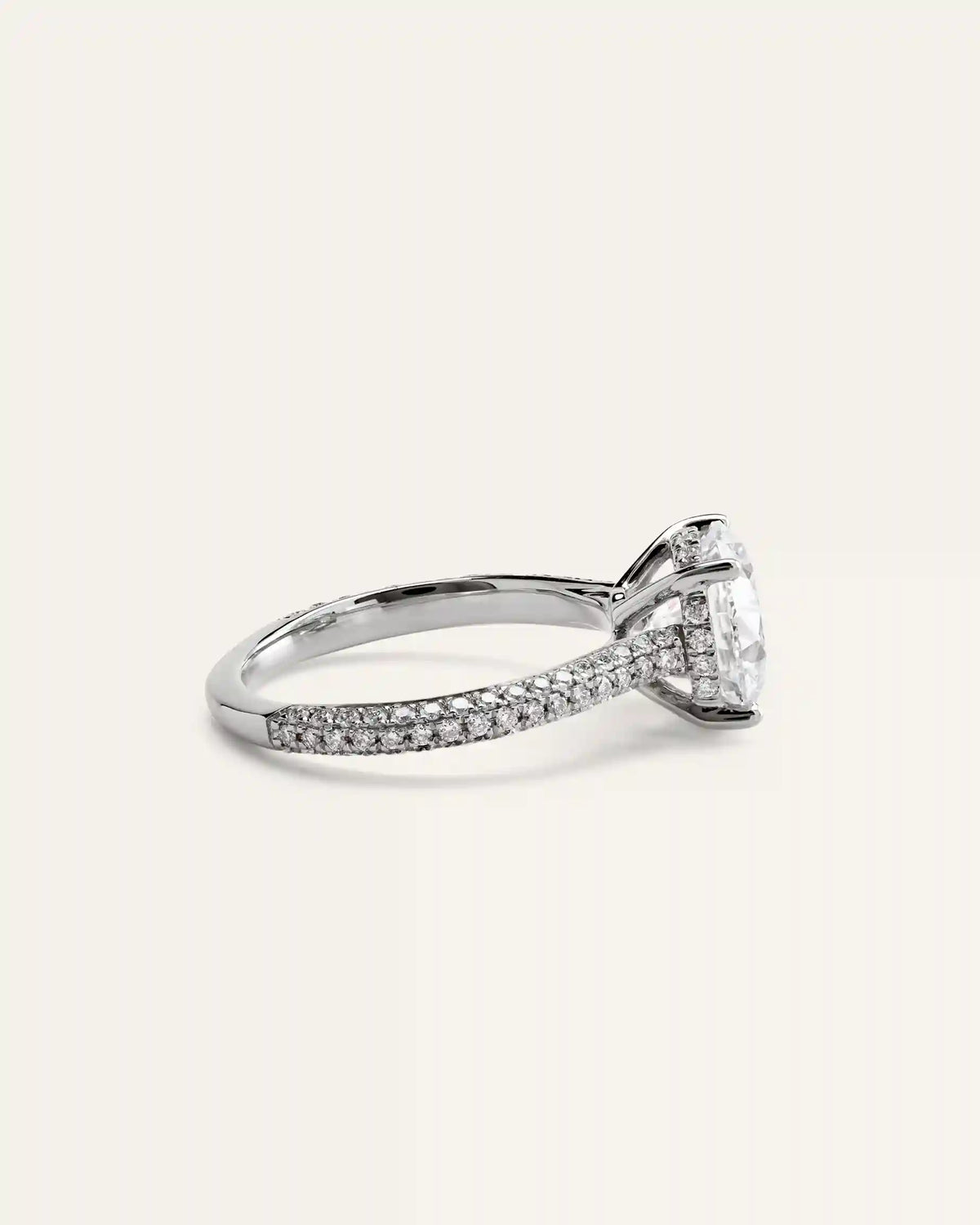 Lab Grown Diamond Round Pave Cathedral Engagement Ring - 3ct