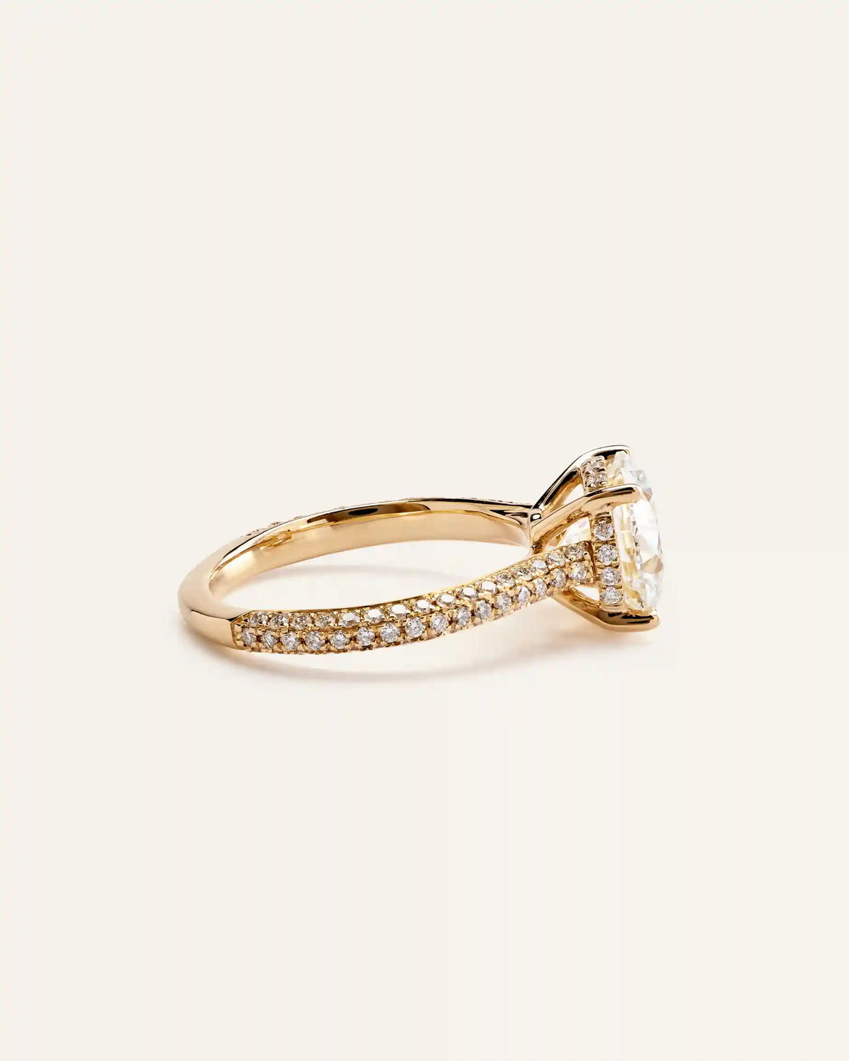 Lab Grown Diamond Round Pave Cathedral Engagement Ring - 3ct