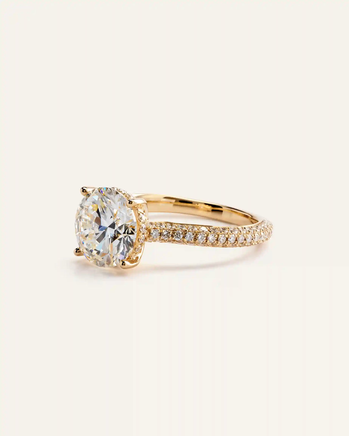 Lab Grown Diamond Round Pave Cathedral Engagement Ring - 3ct