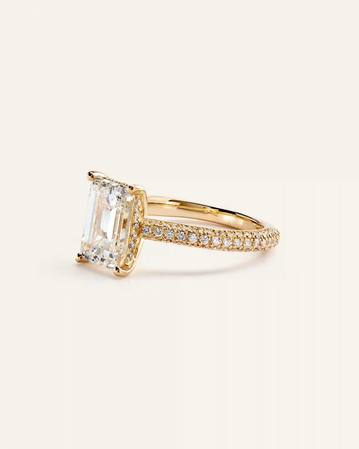 Lab Grown Diamond Emerald Pave Cathedral Engagement Ring - 3ct