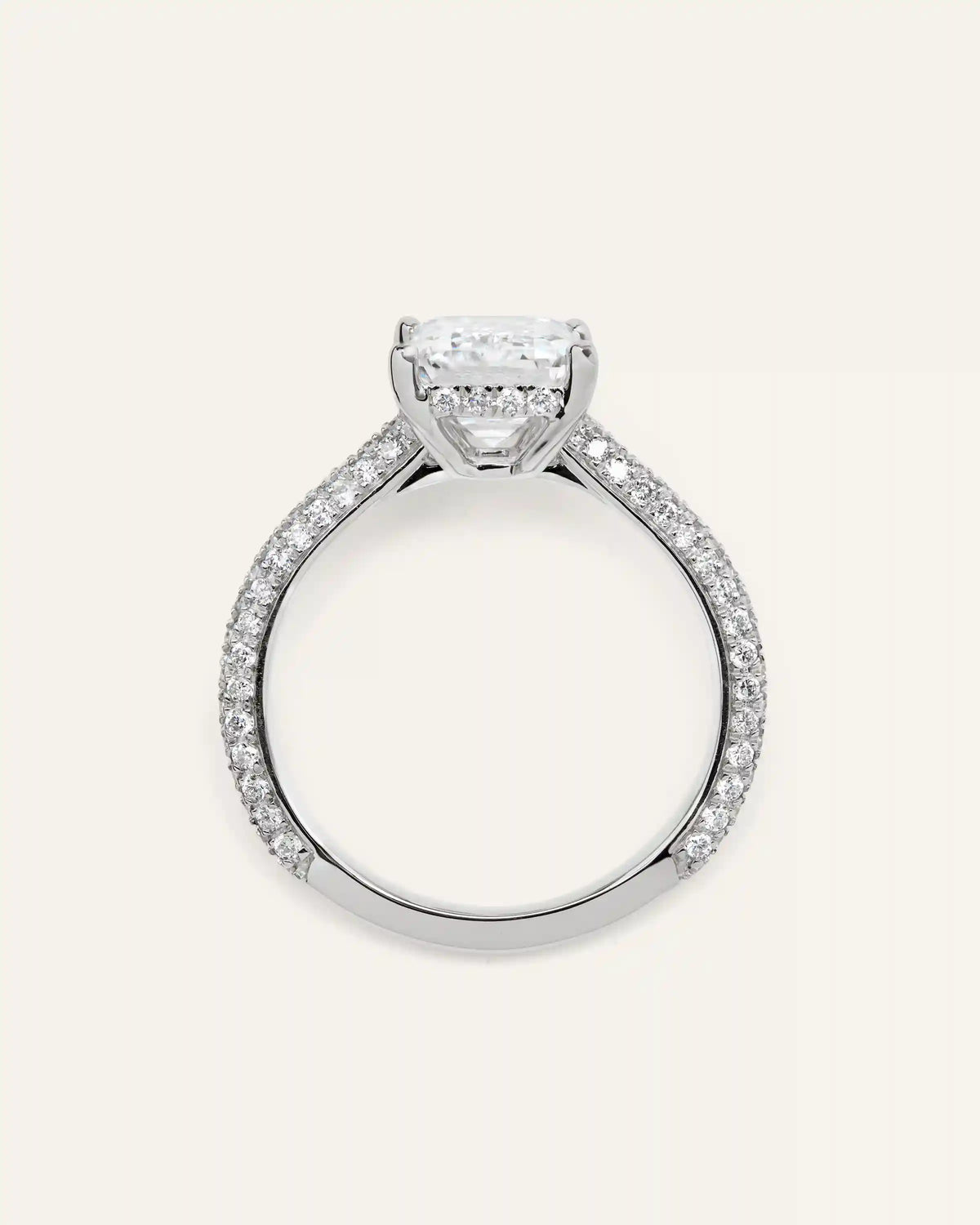 Lab Grown Diamond Emerald Pave Cathedral Engagement Ring - 3ct