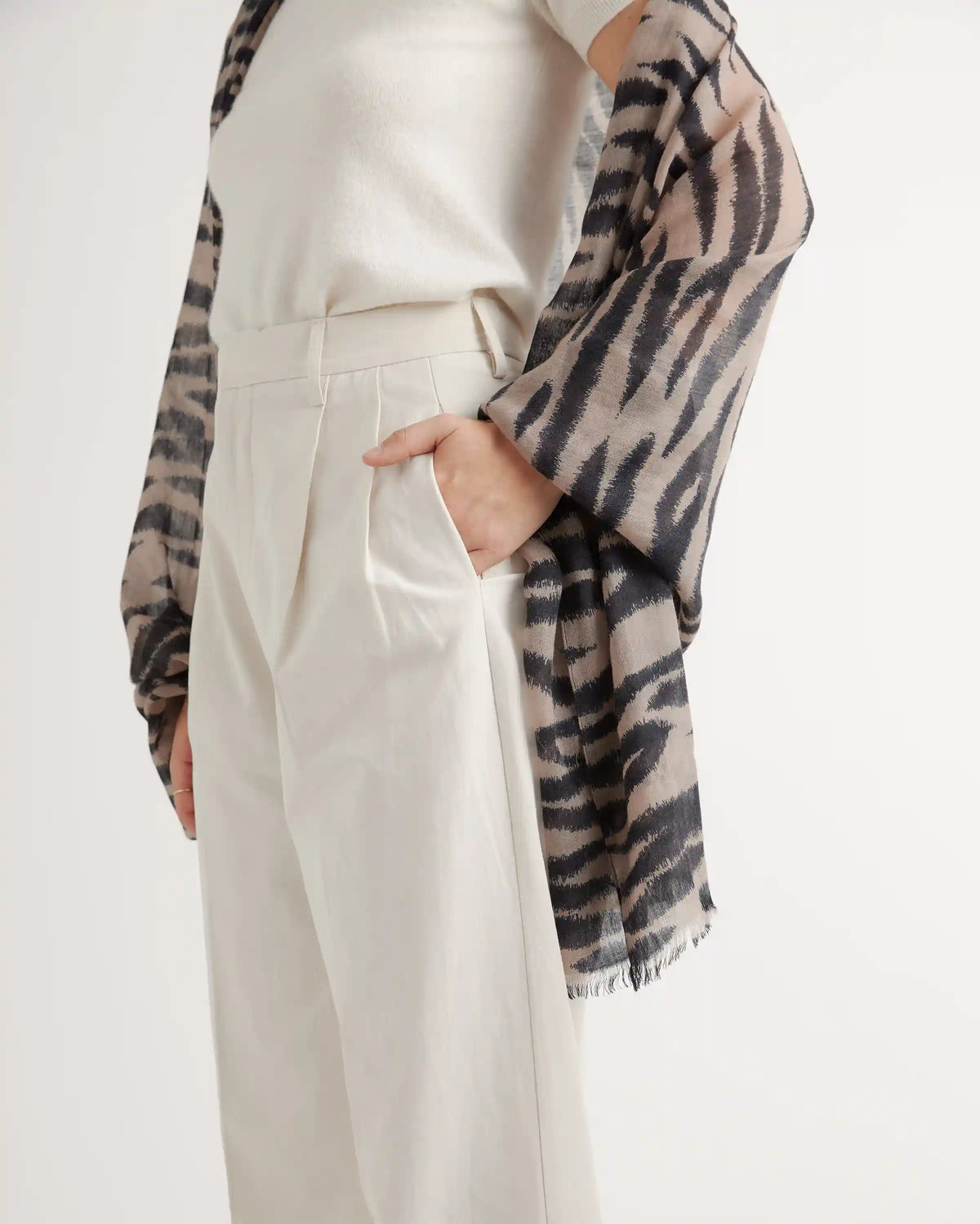 Featherweight Wool Cashmere Frayed Edge Scarf