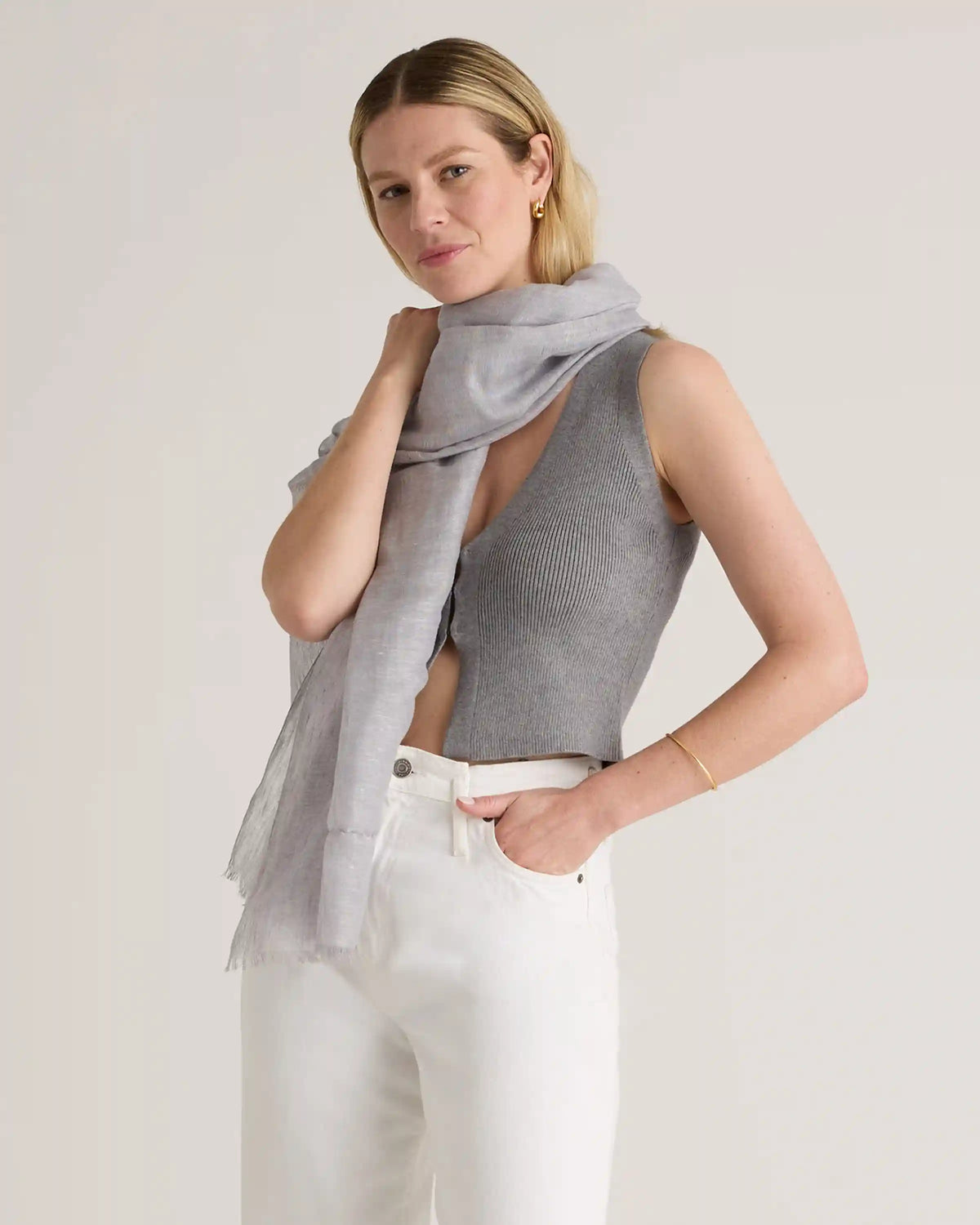 Lightweight Linen Silk Cashmere Scarf