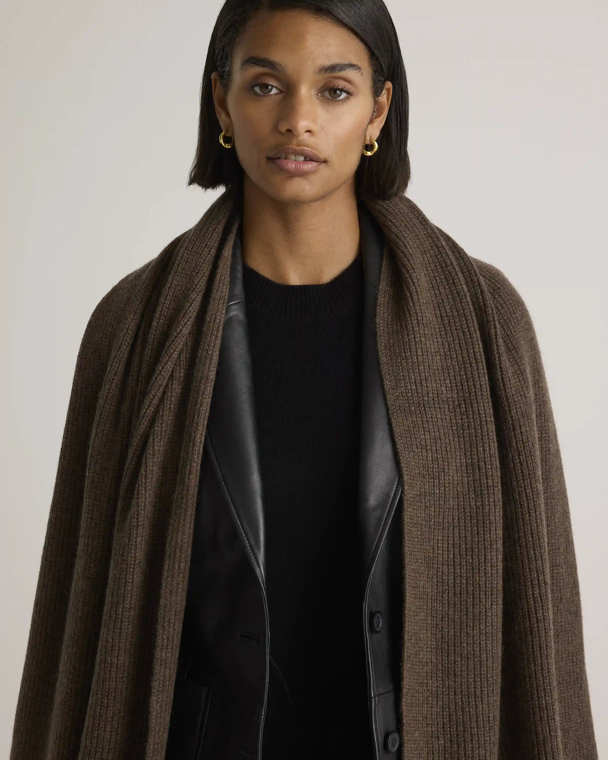 Mongolian Cashmere Ribbed Wrap