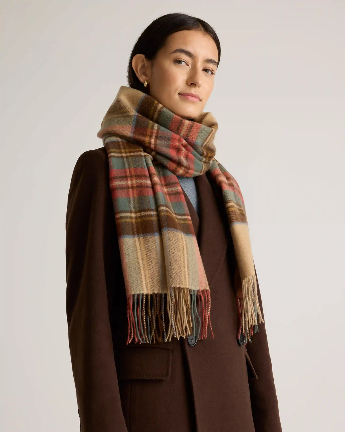 Mongolian Cashmere Tartan Scarf