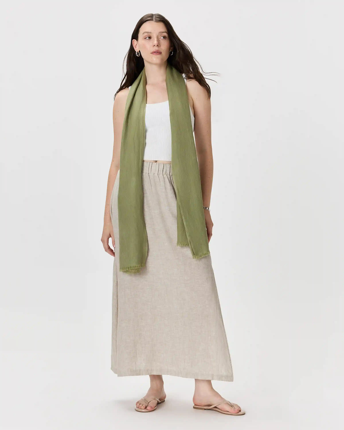 Featherweight Cashmere Silk Frayed Edge Scarf